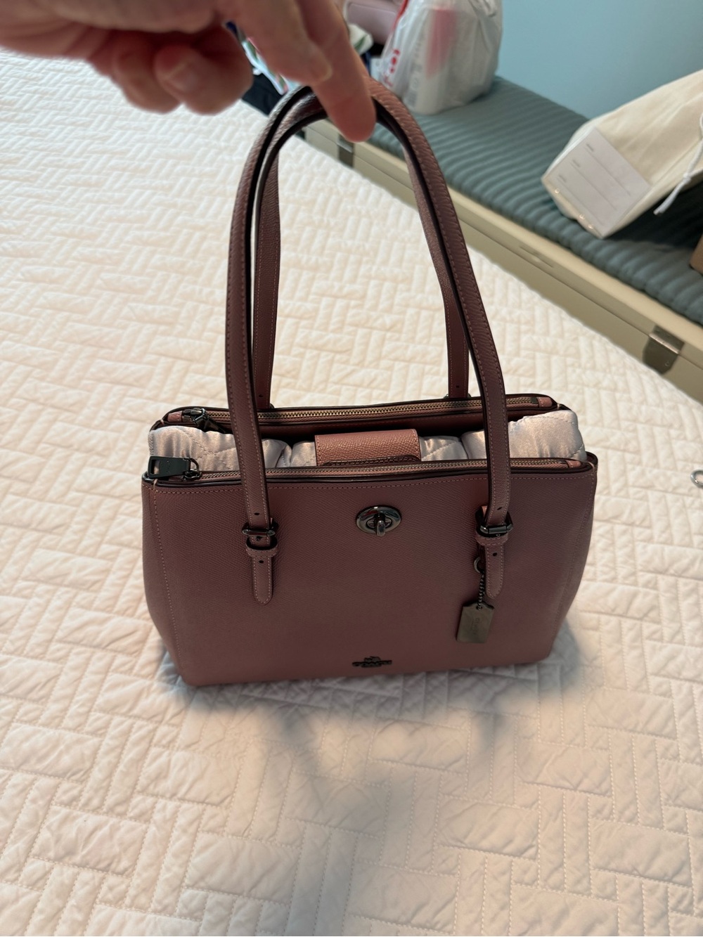 Coach Pebble Leather Satchel in Mauve